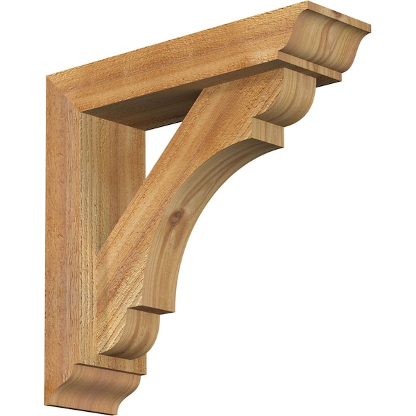 Ekena Millwork Olympic Traditional Rough Sawn Bracket w/ Offset Brace, Western Red Cedar, 4"W x 14"D x 14"H BKT0402X14X14OLY01RWR - main